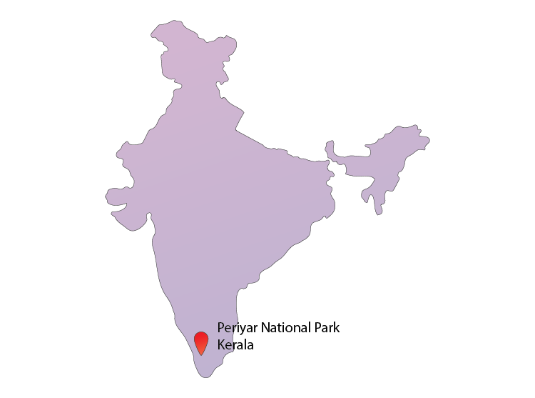 Periyar National park Kerala in Map